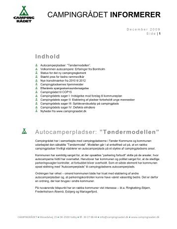 Campingrådet Informerer december 2009