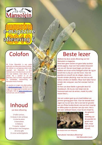 E-Magazine NR 6 Augustus Met als special - Stal Mansolein