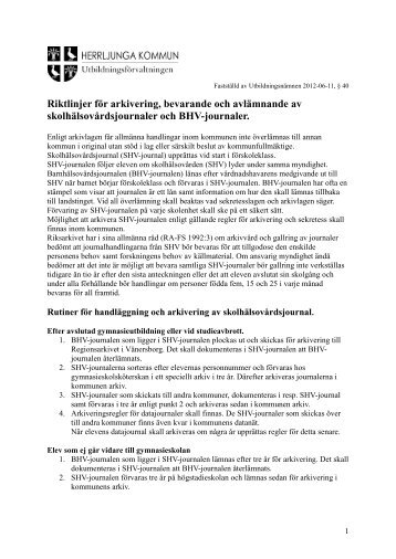 Bilaga_Riktlinjer för arkivering-12-06-11.pdf - Herrljunga kommun