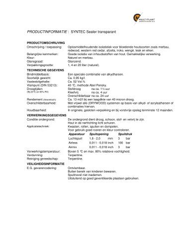 SYNTEC Sealer transparant - Multiplaat Werkendam