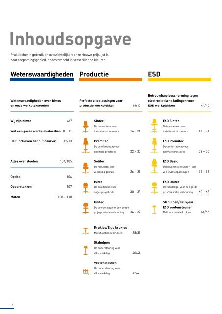 Catalogus zitoplossingen voor de industriële werkplek - Bimos