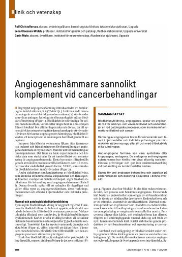 Angiogeneshämmare vid cancerbehandling - Skolverket