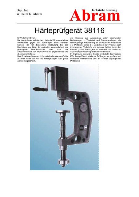 Härteprüfgerät 38116 - Abram Technische Beratung