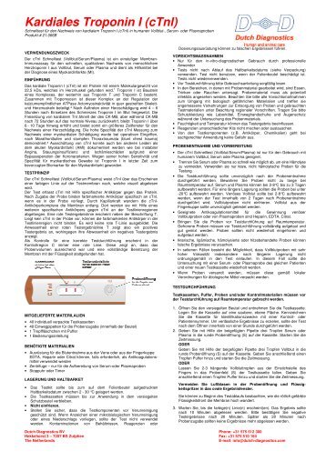 Troponin I cassette Rapidtest with buffer in ... - Dutch Diagnostics