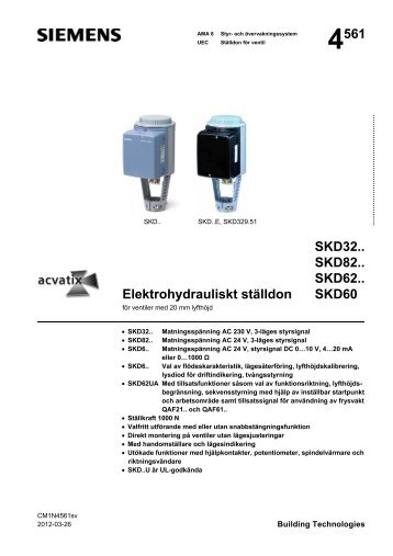 4561 Elektrohydrauliskt ställdon SKD32.. SKD82.. SKD62.. SKD60