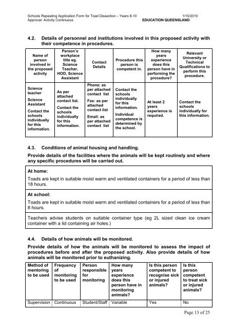 Toad Dissection for Years 8 to 10 - Education Queensland