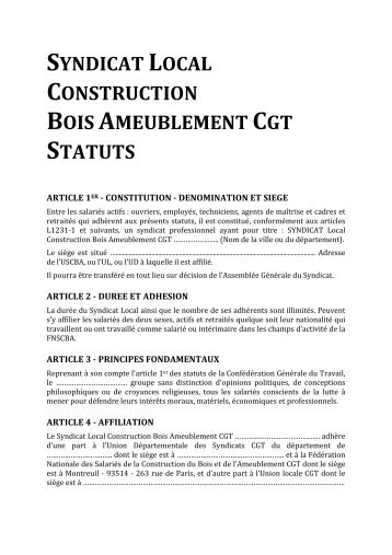 Statuts SYNDICAT LOCAL - Fédération Nationale des Salariés de la ...