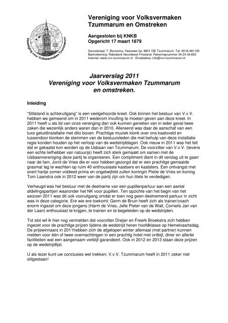 Vereniging voor Volksvermaken Tzummarum en Omstreken ...