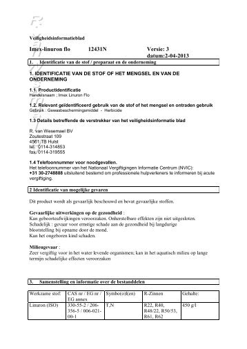 imex-linuron flo veiligheidsinformatieblad - R. van Wesemael BV