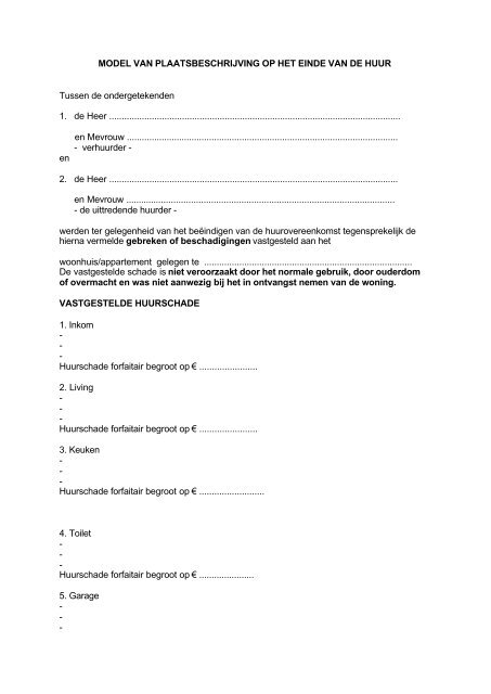 Model plaatsbeschrijving bij einde huur  Groep Arco