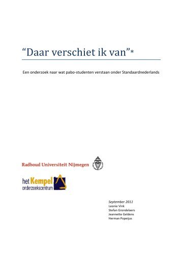 “Daar verschiet ik van”* - Hogeschool de Kempel