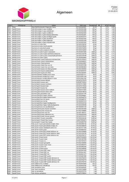 Algemeen digitale prijslijst 01-03-2013 - Geon Shopping