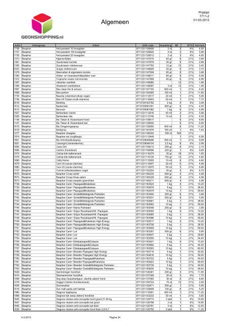 Algemeen digitale prijslijst 01-03-2013 - Geon Shopping