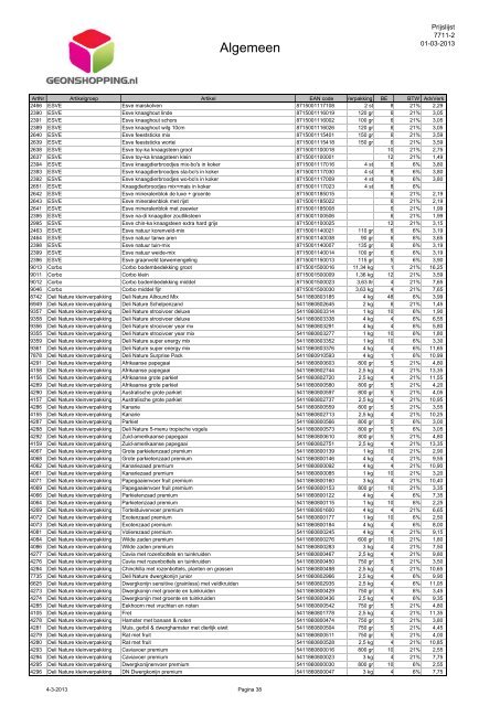 Algemeen digitale prijslijst 01-03-2013 - Geon Shopping