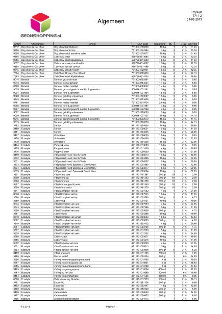 Algemeen digitale prijslijst 01-03-2013 - Geon Shopping