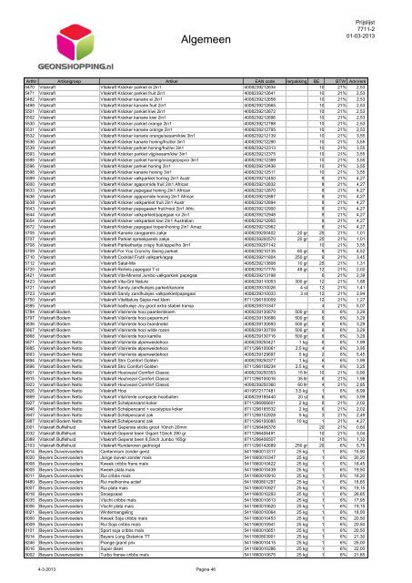 Algemeen digitale prijslijst 01-03-2013 - Geon Shopping