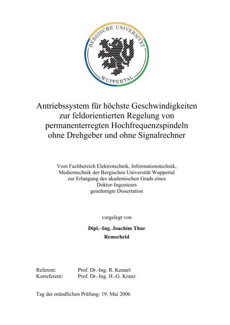 Antriebssystem Fur Hochste Geschwindigkeiten Bergische