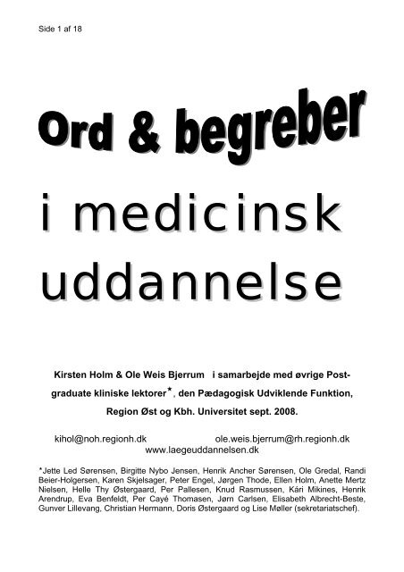 Ord og begreber i medicinsk uddannelse - Dansk Hæmatologisk ...