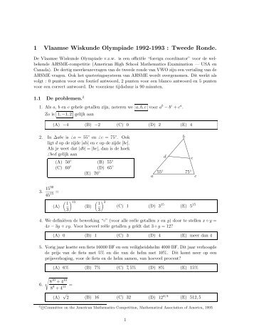 1 Vlaamse Wiskunde Olympiade 1992-1993 : Tweede Ronde.