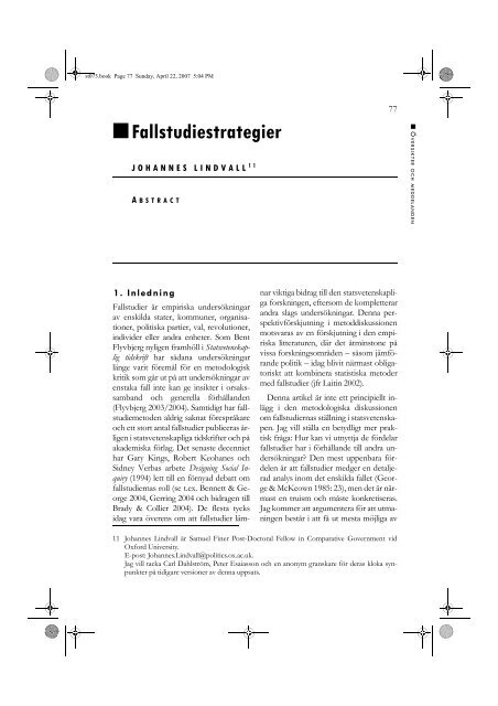 Hela nummer 2007/3 (PDF, 2429 kb) - Statsvetenskaplig tidskrift