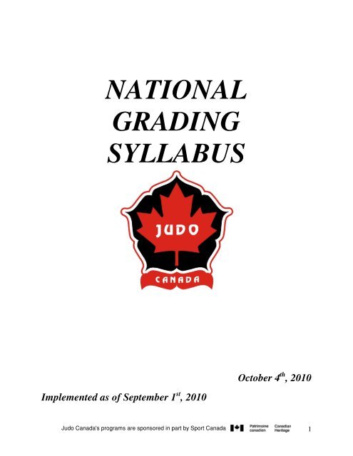 NATIONAL GRADING SYLLABUS - Judo Canada