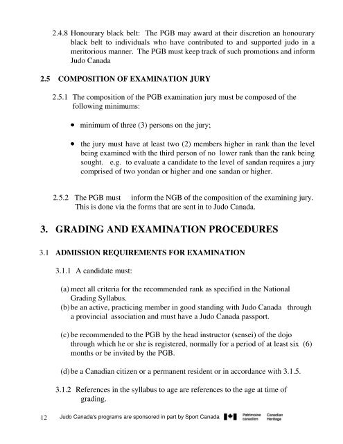 NATIONAL GRADING SYLLABUS - Judo Canada