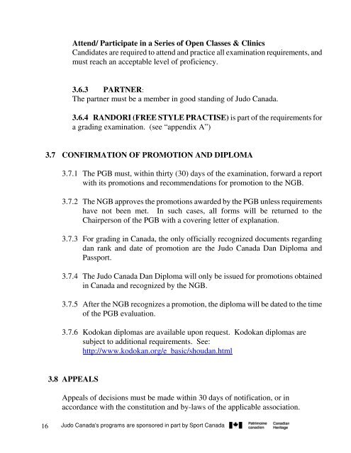 NATIONAL GRADING SYLLABUS - Judo Canada