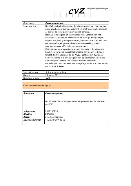 Casemanagement (pdf) - In voor zorg!