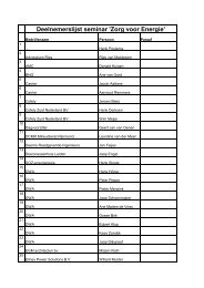 Deelnemerslijst seminar 'Zorg voor Energie' - DWA
