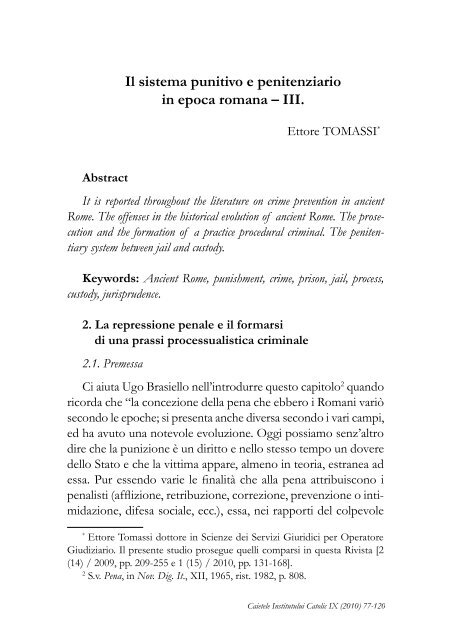 Il sistema punitivo e penitenziario in epoca romana – III. - Caietele ...