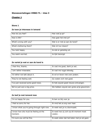 Stonesvertalingen VMBO-TL – klas 3 Chapter 1 - Vakkenweb