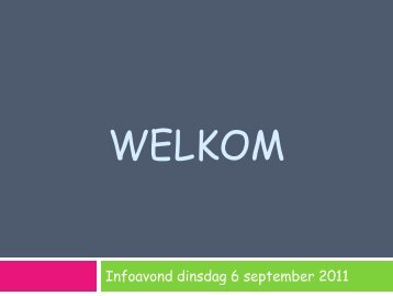 Infoavond dinsdag 6 september 2011