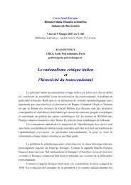 Le rationalisme critique italien et l'historicité du transcendantal