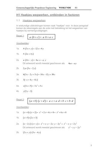 H1 Haakjes wegwerken, ontbinden in factoren - Wisnet