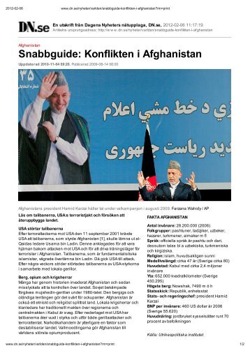 9 DN 4 november 2010 Snabbguide Konflikten i Afghanistan