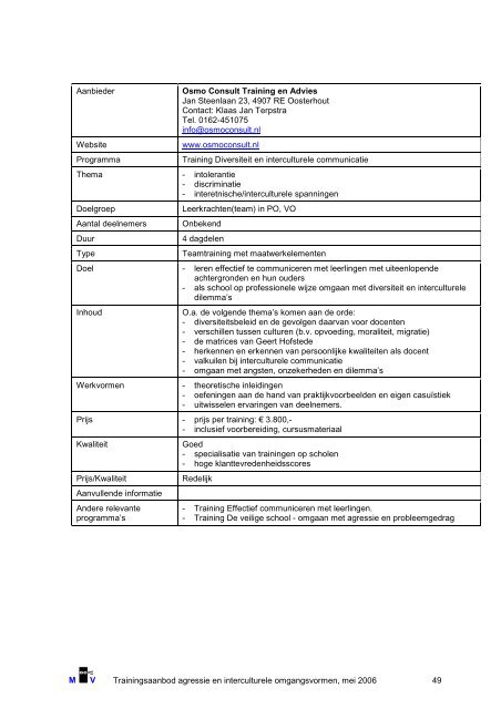 Trainingsaanbod omgaan met agressie, geweld ... - Interstudie NDO