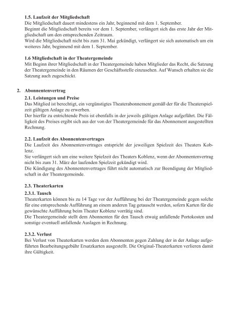 Geschäfts- und Sonderbedingungen Theatergemeinde Koblenz