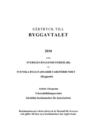 byggavtalet 2010 - Publikationer från Sveriges Byggindustrier