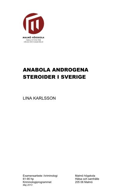 Anabola Androgena Steroider I Sverige Muep Malmo Hogskola