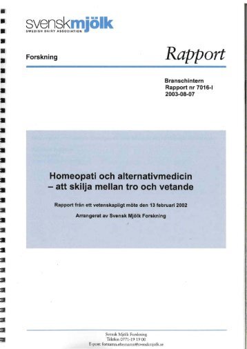 Homeopati och alternativmedicin - att skilja mellan ... - Svensk Mjölk