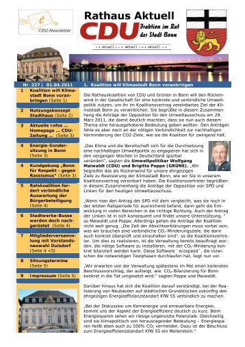 CDU-Newsletter vom 01.04.2011 - CDU-Kreisverband Bonn