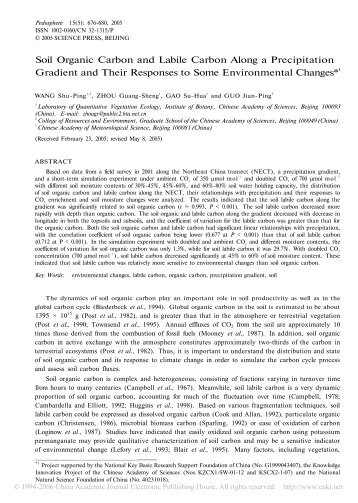 Soil Organic Carbon and Labile Carbon Along a Precipitation ...