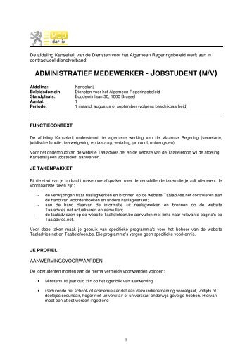 administratief medewerker - jobstudent (m/v) - Jobpunt Vlaanderen