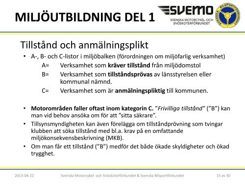 MILJÖUTBILDNING DEL 1 - Svenska Bilsportförbundet