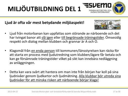 MILJÖUTBILDNING DEL 1 - Svenska Bilsportförbundet