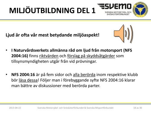 MILJÖUTBILDNING DEL 1 - Svenska Bilsportförbundet