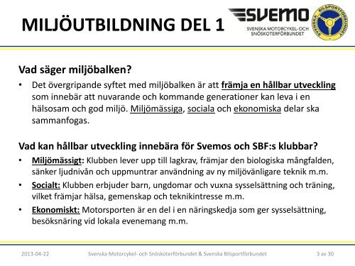 MILJÖUTBILDNING DEL 1 - Svenska Bilsportförbundet