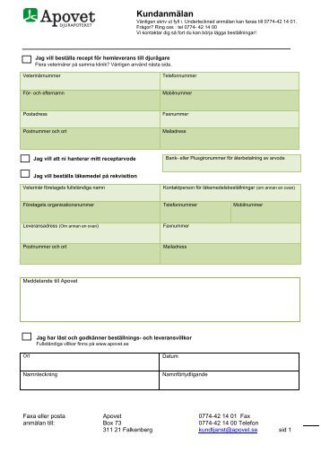 Kundanmälan (blankett för nedladdning) - Apovet