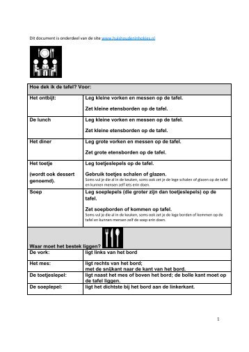 Tafel dekken - Huishouden in hokjes