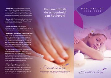 bekijk onze folder - Beaut?© De la Vie